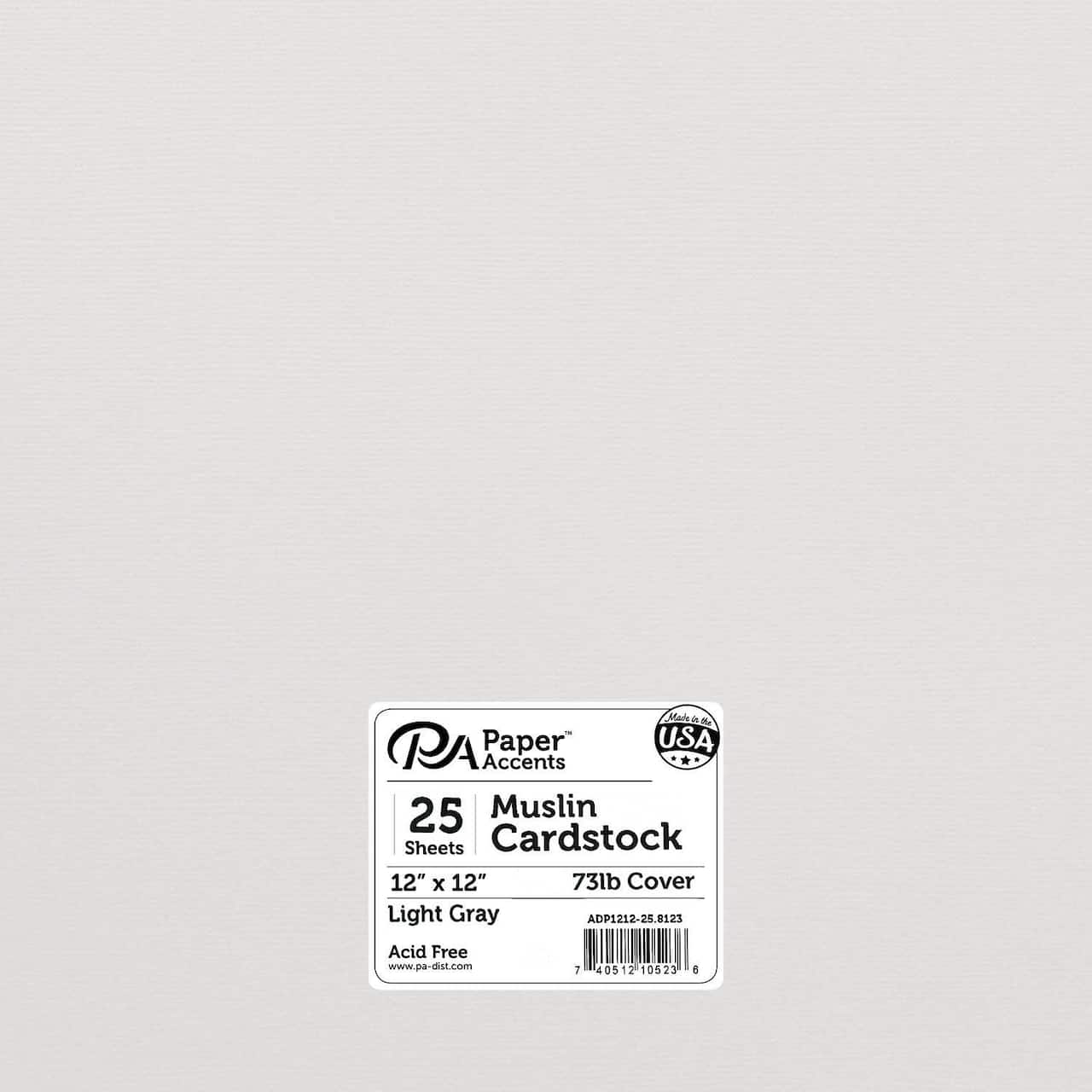 PA Paper™ Accents 12" x 12" Muslin 73lb. Cardstock, 25 Sheets